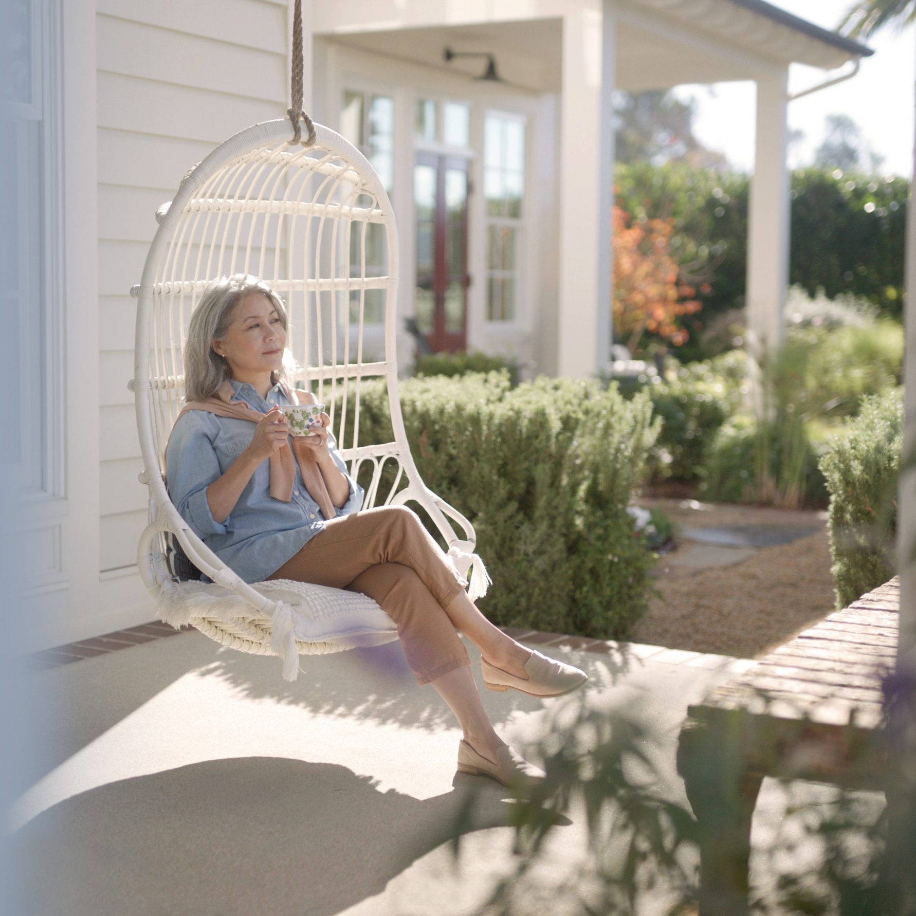 woman on porch